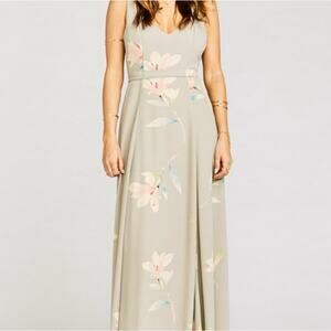 Show Me Your Mumu Jenn Maxi Dress, Grey Pink Floral, Small